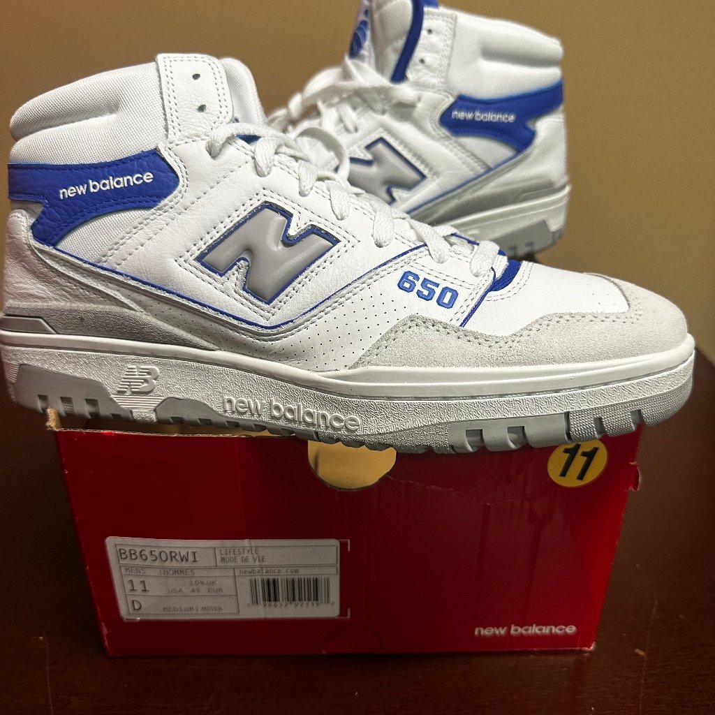 New Balance Mens White Bb650rwi Lifestyle Low Top Basketball Shoes Size Us 11d